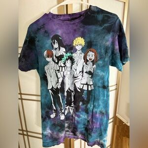 Authentic My Hero Academia Purple & Blue Tie-Dye Anime Character Tee - Men’s XS